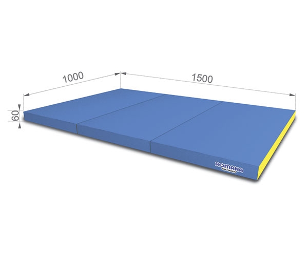 Мат гимнастический в 3 сложения 100*150*6 см, синий-желтый RA-170